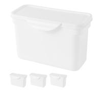 COOLHIYA Boîte de Rangement pour Lessive Portable et Hermétique en Plastique Blanc 4 Pièces Conserve la Poudre à Lessive Sèche, Design Simple et Élégant pour Organisation Buanderie