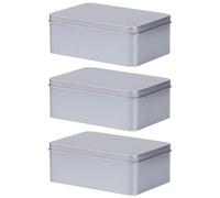 COOLHIYA Boîte en Métal Ronde Argentée 3pcs avec Couvercle, Boîte Hermétique de Rangement pour Fruits Secs et Biscuits, Style Simple et Haute Couture pour Mariage