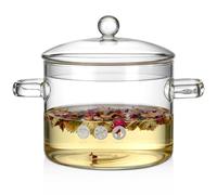 COOLHIYA Bol à Nouilles en Verre Résistant Chaleur 1350ml avec Couvercle Ventilé Rapide Grand Bol Alimentaire pour Fruits et Légumes