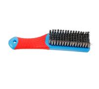 COOLHIYA Brosse Métallique à Poils Durs en Acier Inoxydable Brosse Industrielle Manche en Silicone Antidérapant , Grosse Taille pour Nettoyage Rouille et Élimination de Peinture , Outil
