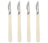 COOLHIYA Couteau Scie à Blanc 4 Pcs en Plastique et Métal, Lame Dentelée Incurvée pour Découpe et Stratification, pour Maison et Boulangerie