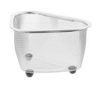 COOLHIYA Égouttoir D'évier Triangulaire Panier de Vidange en Acier Inoxydable et Plastique Argenté pour Légumes et Résidus, la Cuisine et Hôtel