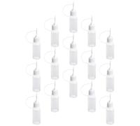 COOLHIYA Flacons Applicateurs de Colle 10 Ml 15 Pièces en PE et Métal Embout Précis pour Stockage de Pigments Usage Artistes et Bricoleurs