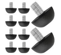 COOLHIYA Lot de 10 Pieds de Meuble Réglables M8 en Métal et Caoutchouc Noir, Patins de Nivellement Robustes Antidérapants pour Table, Chaise, Canapé et Armoire, Pied de Meuble Réglable