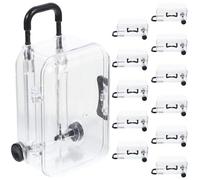 COOLHIYA Lot de 12 Mini-boîtes à Dragées de Valise Portable en Ps, Coffrets Sucreries pour Mariage et Décoration de Fête Thème du Voyage