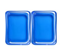 COOLHIYA Lot de 2 Plateaux Gonflables en PVC Bleu, Grande Capacité, pour Bar à Glace Flottant, Service de Boissons et Nourriture, Pique-niques et Fêtes au Bord de la Piscine