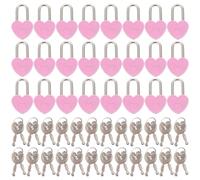 COOLHIYA Lot de 24 Mini Cadenas en Alliage de Cœur, Serrure de Tiroir et Cadenas de Valise Multifonctionnel avec Clés, pour Journal Intime, Bagages et Rangement Sécurisé, Couleur Métal