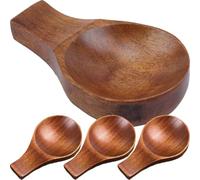 COOLHIYA Lot de 4 Plats à Sauce en Bois Pratique et Polyvalent, Récipient de Sauce Soja et Repose-cuillère pour Usage Domestique et Apéritifs Réutilisable