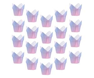 COOLHIYA Lot de 50 Caissettes Muffins en Papier Tulipe, Sûres et Saines, Forme Délicate, pour Stand de Concession ou Boulangerie