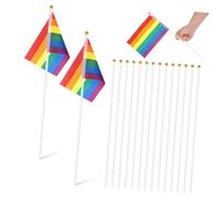 COOLHIYA Mât de Drapeau en Plastique Blanc, 50 Pièces, Présent Rentrée | Mini Drapeaux Portatifs, Lance Dorée, Surface Lisse, Lot Pratique pour Réunions et Rassemblements
