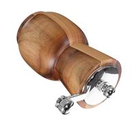 COOLHIYA Moulin à Poivre Manuel Marron en Bois et Acier Inoxydable, Broyeur Polyvalent à Manivelle pour Assaisonnements, pour Barbecue Portable Cuisine