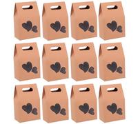 COOLHIYA Paquet Présents Emballage Alimentaire Sain en Papier Kraft avec Fenêtre Cœur 10 X 15,5 Cm, 24 Pièces pour Bonbons D’anniversaire, Biscuits et Friandises, Fête et Mariage