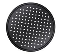 COOLHIYA Poêle à Pizza et Nettoyage Facile Revêtement Antiadhésif en Acier Carbone Ronde Perforée pour Cuisson Rapide Cuisine Maison