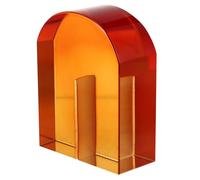 COOLHIYA Serrage-Livres Décoratif en Cristal Orange Petit Format, Ornement Arqué pour Bibliothèque de Bureau, Présentoir à Livres Stable et Antidérapant, Accessoire Déco Maison et Bureau