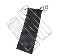 COOLHIYA Set de 3 Grilles de Cuisson en Acier Inoxydable Noir pour Barbecue, Design Bordé, Distribution Uniforme Chaleur, pour Viande et Poisson en Plein Air