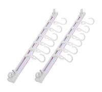 COOLHIYA Set de Crochets Muraux Coulissants Auto-adhésifs Lot de 2 en Plastique Blanc Supports Stables sans Perçage Cuisine et Salle de Bain pour Ustensiles et Porte-clés