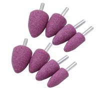 COOLHIYA Têtes de Broyage Outil de Polissage en Corindon Rouge Rose Lot de 8 Meules pour Touret à Meuler, Meulage de Précision et Réparation, 4 Formes Différentes pour Pièces Mécaniques