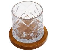 COOLHIYA Verre à Whisky Rotatif Verre à Cocktail Classique Tumbler avec Base en Bois 280ml Fonction Tournante pour Bar et Usage Polyvalent