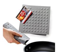 Coolinato Lot de 2 maniques 2 en 1 - En silicone gris - 20 x 20 cm - Dessous de plat pour casseroles et poêles - Résistants à la chaleur jusqu'à 230 °C - Antidérapants et lavables au lave-vaisselle