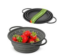 Coolinato - Passoire silicone pliable 20 cm gris - Passette pour nouilles, légumes & fruits - Compatible au lave-vaisselle, sans BPA, & résistante à la chaleur - Rabattable & peu encombrante