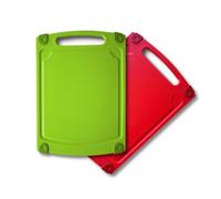 Coolinato Planches à découper antibactériennes, robustes, antidérapantes, idéales pour un usage quotidien. 2 planches, dimensions : 29 x 20 cm, couleurs mélangées en rouge et vert