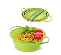 Coolinato - Set de 2 passoires silicone pliable 20 cm & 24 cm vert - Passette pour la cuisine compatible au lave-vaisselle, sans BPA, & résistante à la chaleur - Rabattable & peu encombrante