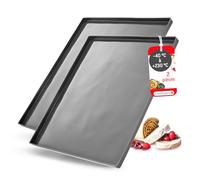 Coolinato Tapis de cuisson en silicone avec rebord Set 2pcs 36,5 x 27 cm GRIS, incl. 4 recettes