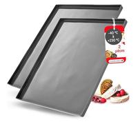 Coolinato-Set De 2 Tapis De Cuisson Silicone Platine Avec Rebord Gris-Plaque Pour Le Four 36,5X27X1Cm Avec Protection Anti-D[IN65]