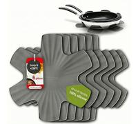 Coolinato - Set de 6 protège-poêles en Silicone 35 cm Gris - Dessous de Plat Universel, Protection pour poêles & casseroles empilable - Protection Thermique, Lavable au Lave-Vaisselle et sans BPA