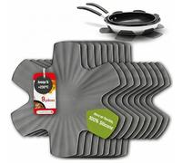 Coolinato - Set de 9 protège-poêles en Silicone 35 cm Gris - Dessous de Plat Universel, Protection pour poêles & casseroles empilable - Protection Thermique, Lavable au Lave-Vaisselle et sans BPA