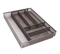 Coolpeen Range-couverts à 6 compartiments en maille pour tiroir de cuisine - Organiseur extensible avec pieds en mousse antidérapants - Rangement et organisation pour la maison et le bureau (marron)