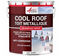 Cool Roof spécial toit métallique, Peinture anti chaleur : Arcareflect Antico - 20 kg Blanc