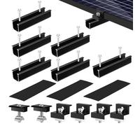 Coolty Lot de 6 supports de panneau solaire, rail de montage photovoltaïque en aluminium, 12 cm, pince réglable noire, pour modules de 30 à 35 mm d'épaisseur, support de panneau solaire pour toit plat