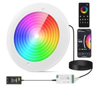 COOLWEST Projecteur Piscine LED Remplie de Résine, 32W Lampe Piscine Extra-Plats RGB Couleur Contrôlé par APP/Télécommande, Timing/Synchronisation de Musique, IP68 étanche, 24V DC, Montage en Surface