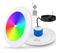 COOLWEST Projecteur Piscine Vissable avec Filetage 1 1/2", 25W RGB LED Eclairage Piscine avec Télécommande, Ø180mm, IP68 Étanché Lampe LED pour Piscines Béton SPA, 12V AC/DC