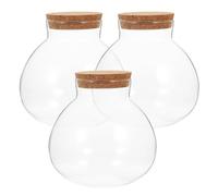 COOPHYA Bouteilles Décoratives Sphériques pour -Paysage avec Bouchon en Liège Lot de 3 en Verre Transparent Utilisation Multiple, Design Moderne et Élégant Maison