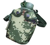 COOPHYA Cantine Militaire Camouflage 1l en Alliage D'aluminium Housse en Toile, Bouteille d'eau sans Fuite Facile à Transporter pour Camping et Escalade