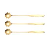 COOPHYA Cuillères à Dessert en Acier Inoxydable Doré 3 Pcs, Manche Long Pratique, Tête de Pétale, Cuisine et Restaurant Moderne