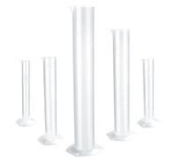 COOPHYA Cylindres Gradués en Plastique 5 Pièces Base Hexagonale, Capacité 10-250ml, Bord Large Antidérapant, pour Tests en Laboratoire ou Usage Domestique