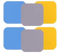COOPHYA Lot de 6 Patins Antidérapants en Caoutchouc Polyvalents pour Ouvre-bocaux, Couleurs Gris, Bleu et Jaune, Tapis de Préhension Cuisine Facilitant des Bouteilles et Bocaux