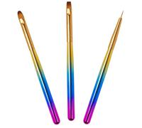 COOPHYA Set de 3 Pinceaux Stylo Manucure Tige Dégradée Créative en PC et Poils Nylon, Outil Fin pour Nail Art Diy, pour Détails Précis et Décoration D’ongles
