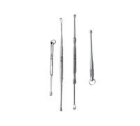 COOPHYA Set de 4pcs Cuillères Auriculaires en Alliage de Titane Argenté, Outil Professionnel et Portable pour Nettoyage des Oreilles, Spirale Double Tête, Usage Quotidien Plusieurs styles