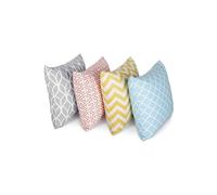 Coordonnées Décoratif Carré Housse de Coussin 4-Pièce Set, 45 cm Longueur x 45 cm Largeur, Assortiment