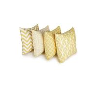 Coordonnées Décoratif Carré Housse de Coussin 4-Pièce Set, 45 cm Longueur x 45 cm Largeur, Jaune