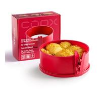coox Moule à charnière avec fond en porcelaine de 18 cm de diamètre, rouge, pour cuire parfaitement et servir et couper directement sur la plaque en porcelaine