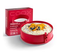 coox Moule à charnière avec fond en porcelaine de 26 cm de diamètre, rouge, cuire et servir directement sur la plaque en porcelaine, pas de transfert nécessaire
