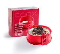 coox Moule à charnière avec plaque en porcelaine Ø 12 cm - Cuisson et service en un seul - Silicone antiadhésif I Passe au lave-vaisselle I Pas de transfert I Sans BPA Rouge