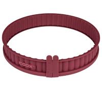 Moule à quiche de 26 cm avec fond en verre, moule de cuisson en silicone, moule à tarte, couleur rouge foncé