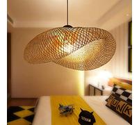 COOYO Suspension E27 Lustre Lumière Pendentif Vintage Rétro Lampe Pendentif Industriel Bambou Rotin Naturel Suspendu Tissé Suspension Réglable Hauteur Manger Bureau Salon Café Salle,50cm