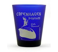 Copenhagen Denmark Little Mermaid Cobalt Blue Shot Glass by World By Shotglass